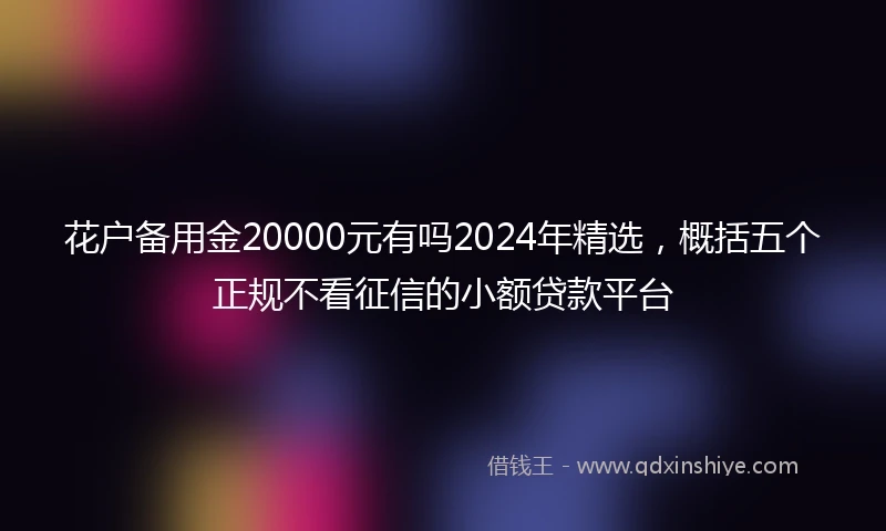 花户备用金20000元有吗2024年精选，概括五个正规不看征信的小额贷款平台