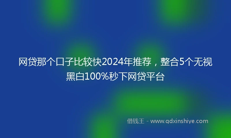 网贷那个口子比较快2024年推荐，整合5个无视黑白100%秒下网贷平台