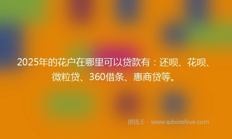 2025年的花户在哪里可以贷款有：还呗、花呗、微粒贷、360借条、惠商贷等。