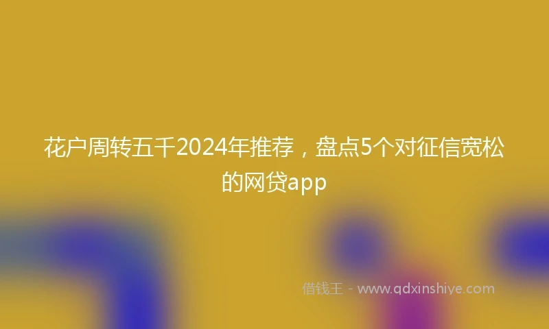花户周转五千2024年推荐，盘点5个对征信宽松的网贷app