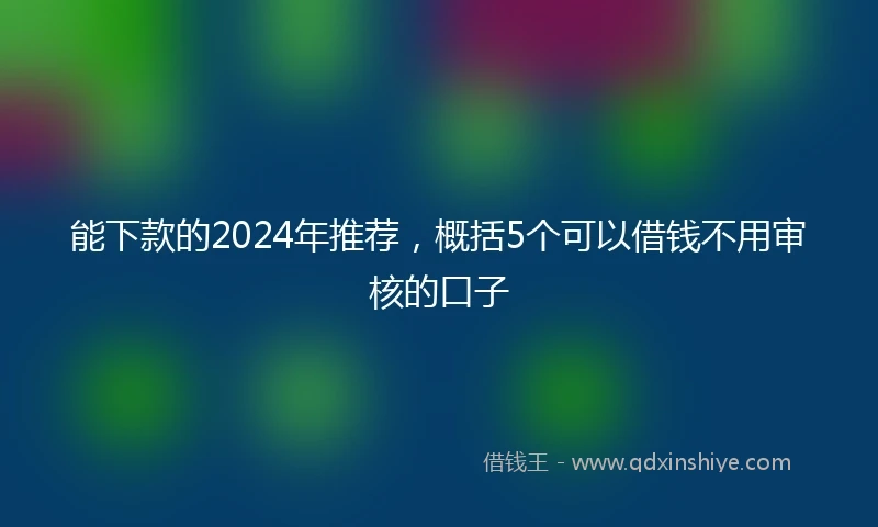 能下款的2024年推荐，概括5个可以借钱不用审核的口子