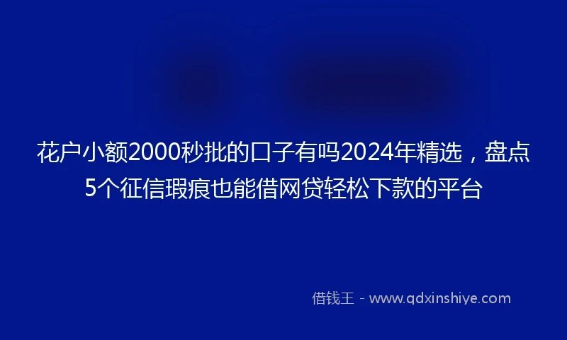 花户小额2000秒批的口子有吗2024年精选，盘点5个征信瑕疵也能借网贷轻松下款的平台