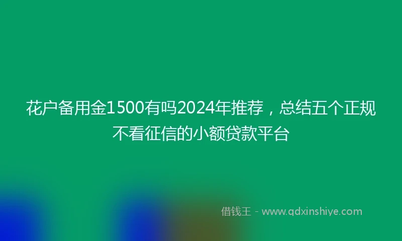 花户备用金1500有吗2024年推荐，总结五个正规不看征信的小额贷款平台