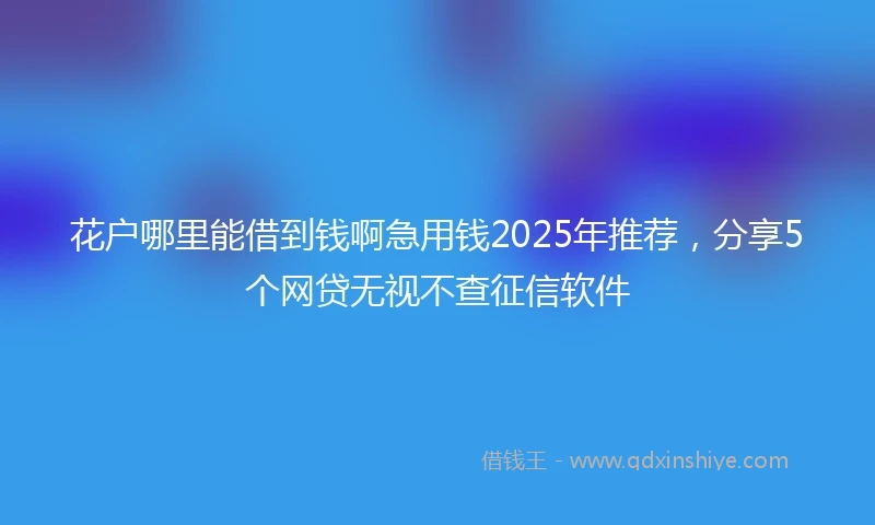 花户哪里能借到钱啊急用钱2025年推荐,分享5个网贷无视不查征信软件