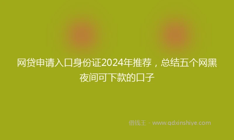 网贷申请入口身份证2024年推荐，总结五个网黑夜间可下款的口子