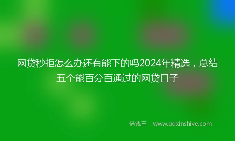 网贷秒拒怎么办还有能下的吗2024年精选，总结五个能百分百通过的网贷口子