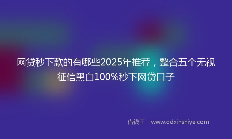 网贷秒下款的有哪些2025年推荐，整合五个无视征信黑白100%秒下网贷口子