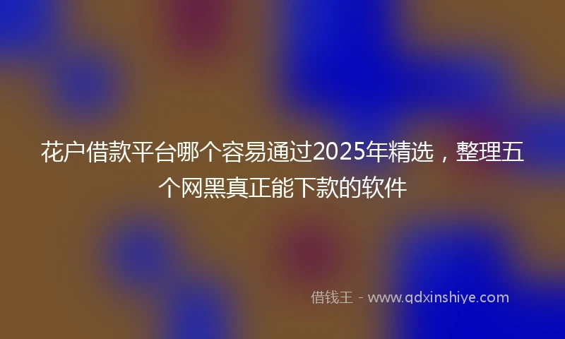花户借款平台哪个容易通过2025年精选，整理五个网黑真正能下款的软件