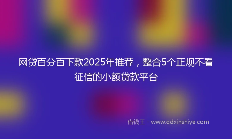 网贷百分百下款2025年推荐，整合5个正规不看征信的小额贷款平台