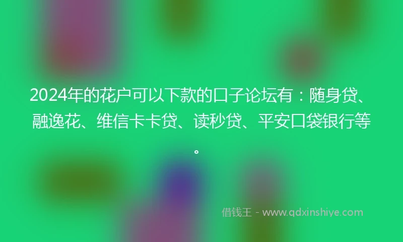 2024年的花户可以下款的口子论坛有：随身贷、融逸花、维信卡卡贷、读秒贷、平安口袋银行等。