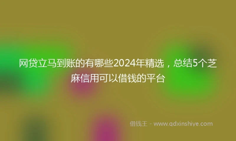 网贷立马到账的有哪些2024年精选，总结5个芝麻信用可以借钱的平台