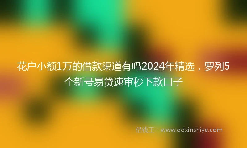 花户小额1万的借款渠道有吗2024年精选,罗列5个新号易贷速审秒下款口子