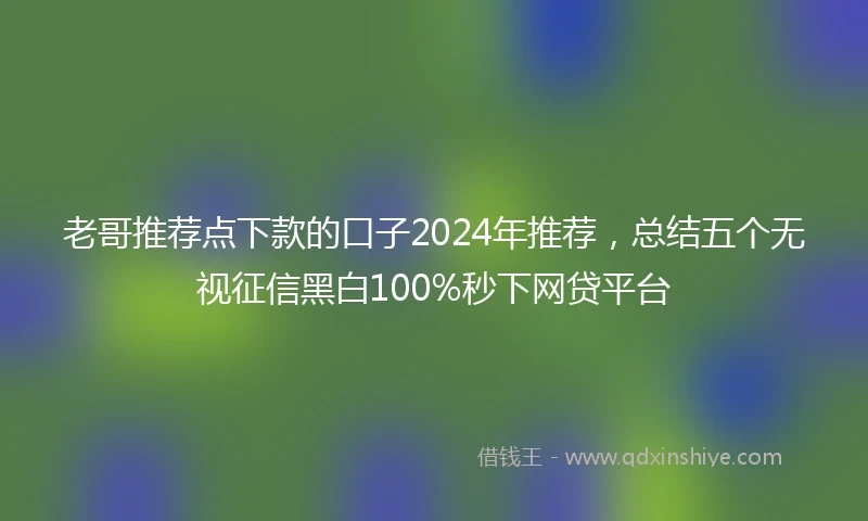 老哥推荐点下款的口子2024年推荐，总结五个无视征信黑白100%秒下网贷平台