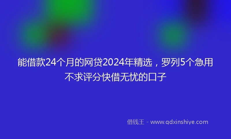 能借款24个月的网贷2024年精选，罗列5个急用不求评分快借无忧的口子