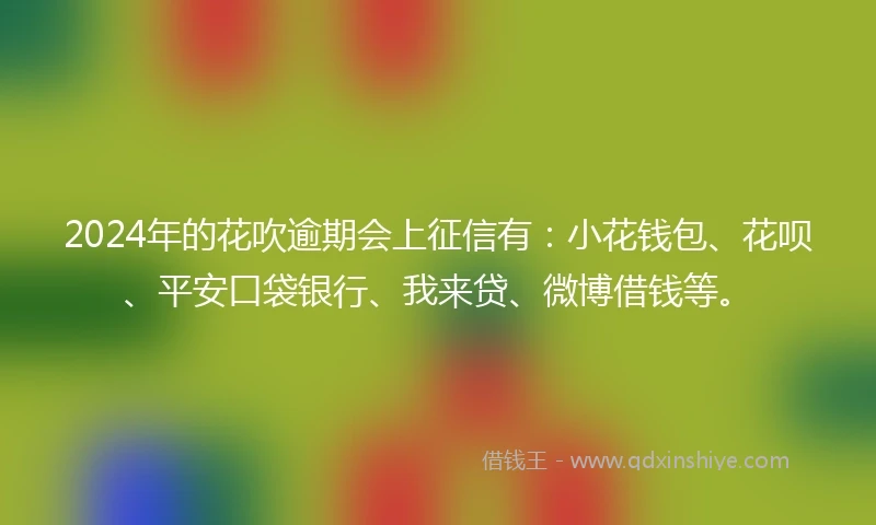 2024年的花吹逾期会上征信有：小花钱包、花呗、平安口袋银行、我来贷、微博借钱等。