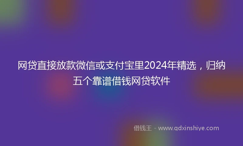 网贷直接放款微信或支付宝里2024年精选，归纳五个靠谱借钱网贷软件