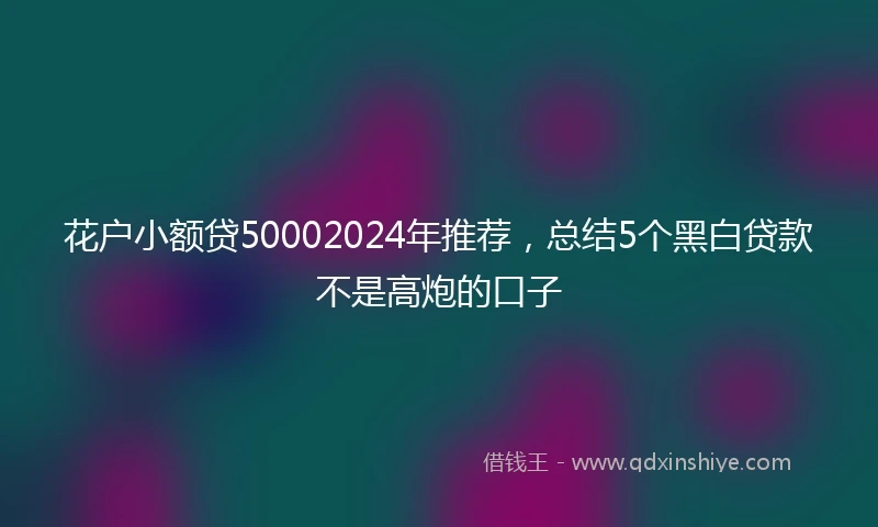 花户小额贷50002024年推荐，总结5个黑白贷款不是高炮的口子