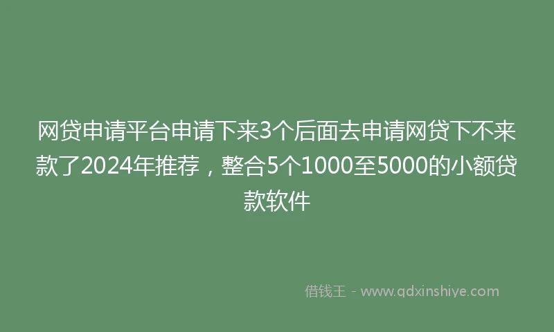 网贷申请平台申请下来3个后面去申请网贷下不来款了2024年推荐，整合5个1000至5000的小额贷款软件