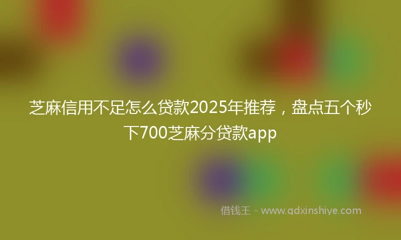 芝麻信用不足怎么贷款2025年推荐，盘点五个秒下700芝麻分贷款app
