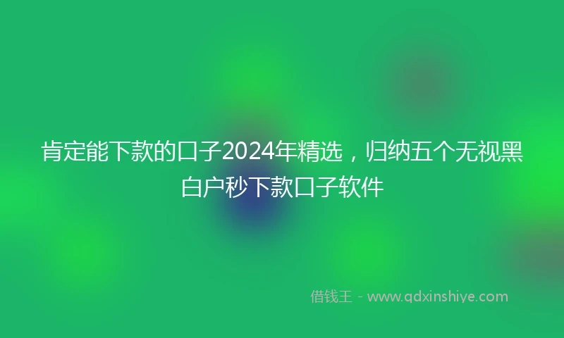 肯定能下款的口子2024年精选，归纳五个无视黑白户秒下款口子软件