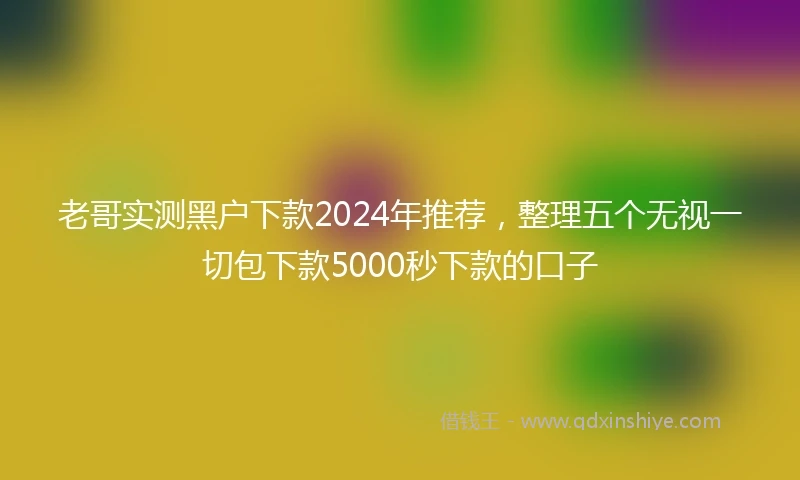 老哥实测黑户下款2024年推荐，整理五个无视一切包下款5000秒下款的口子