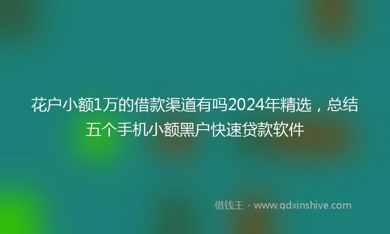 花户小额1万的借款渠道有吗2024年精选，总结五个手机小额黑户快速贷款软件