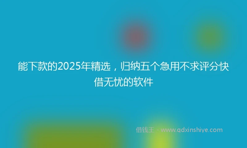 能下款的2025年精选，归纳五个急用不求评分快借无忧的软件
