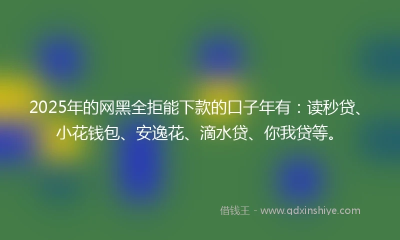 2025年的网黑全拒能下款的口子年有：读秒贷、小花钱包、安逸花、滴水贷、你我贷等。