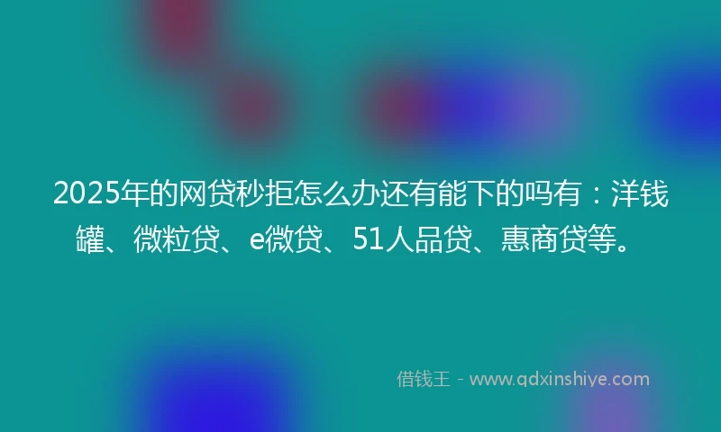 2025年的网贷秒拒怎么办还有能下的吗有:洋钱罐、微粒贷、e微贷、51人品贷、惠商贷等。