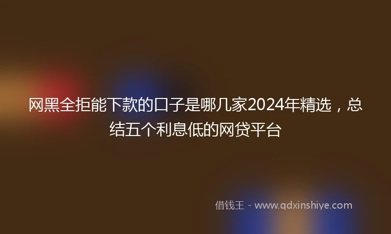 网黑全拒能下款的口子是哪几家2024年精选,总结五个利息低的网贷平台