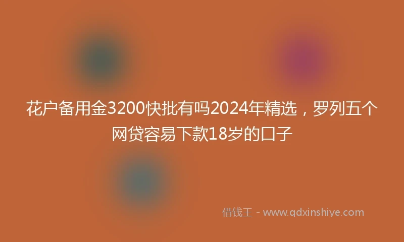 花户备用金3200快批有吗2024年精选，罗列五个网贷容易下款18岁的口子