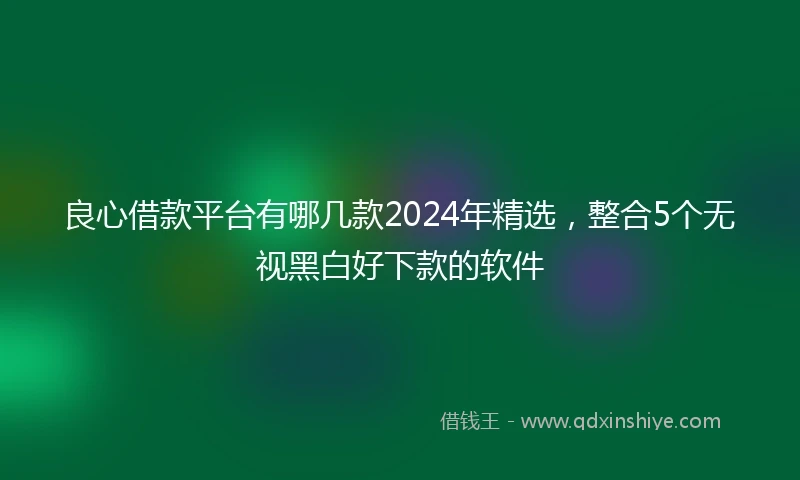 良心借款平台有哪几款2024年精选，整合5个无视黑白好下款的软件