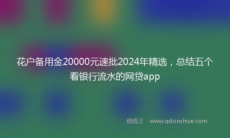 花户备用金20000元速批2024年精选，总结五个看银行流水的网贷app