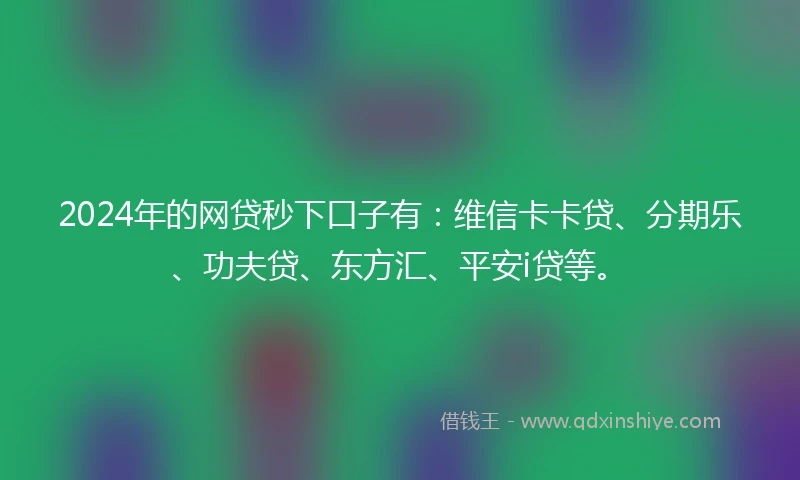2024年的网贷秒下口子有：维信卡卡贷、分期乐、功夫贷、东方汇、平安i贷等。