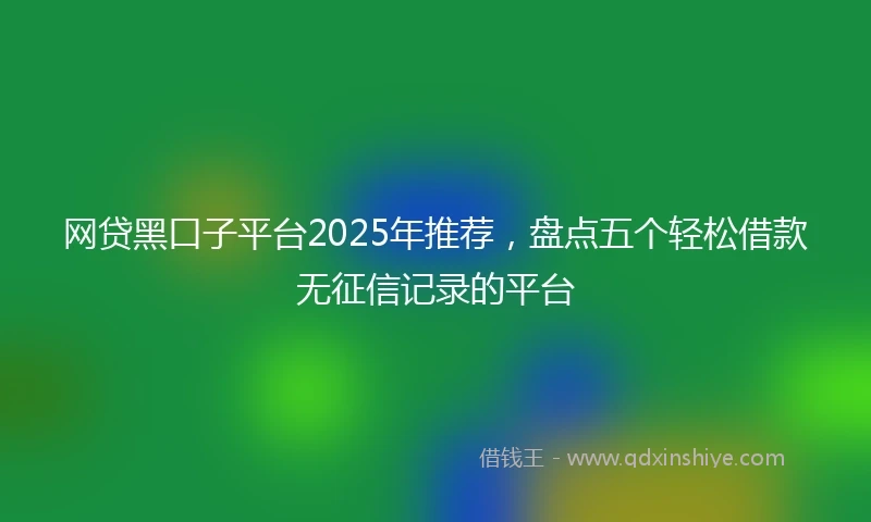 网贷黑口子平台2025年推荐，盘点五个轻松借款无征信记录的平台