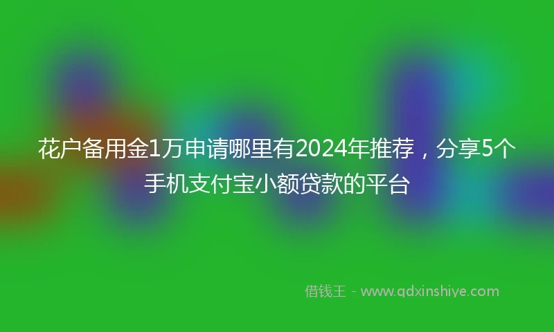 花户备用金1万申请哪里有2024年推荐，分享5个手机支付宝小额贷款的平台