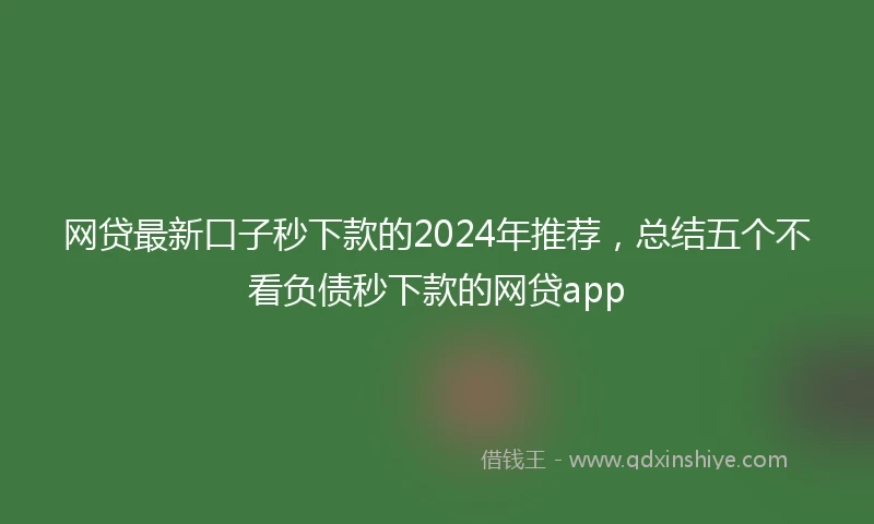 网贷最新口子秒下款的2024年推荐，总结五个不看负债秒下款的网贷app