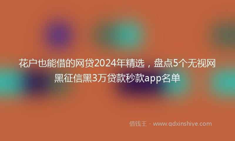 花户也能借的网贷2024年精选，盘点5个无视网黑征信黑3万贷款秒款app名单