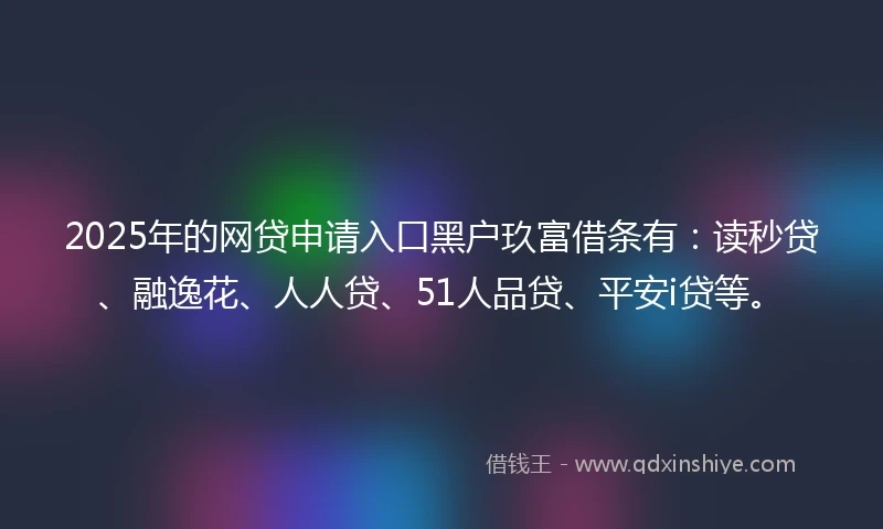 2025年的网贷申请入口黑户玖富借条有:读秒贷、融逸花、人人贷、51人品贷、平安i贷等。