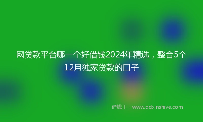 网贷款平台哪一个好借钱2024年精选，整合5个12月独家贷款的口子