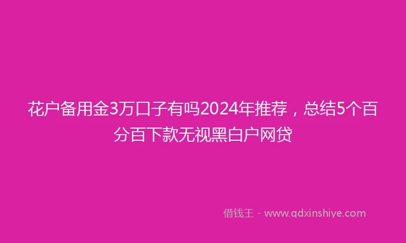 花户备用金3万口子有吗2024年推荐，总结5个百分百下款无视黑白户网贷