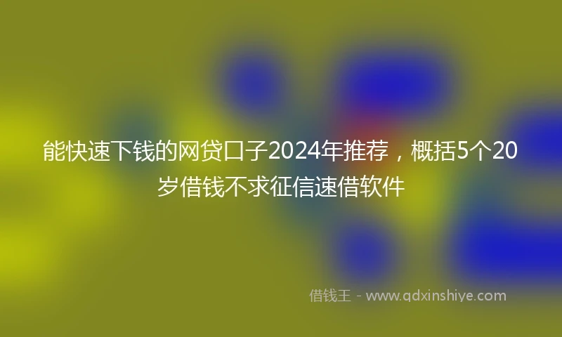 能快速下钱的网贷口子2024年推荐，概括5个20岁借钱不求征信速借软件