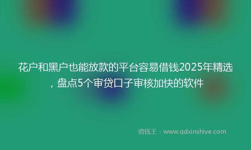 花户和黑户也能放款的平台容易借钱2025年精选，盘点5个审贷口子审核加快的软件
