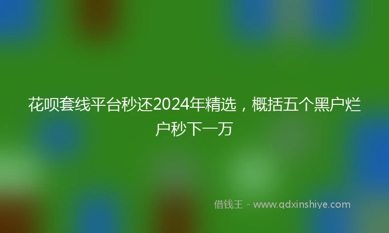 花呗套线平台秒还2024年精选，概括五个黑户烂户秒下一万