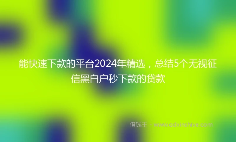 能快速下款的平台2024年精选，总结5个无视征信黑白户秒下款的贷款