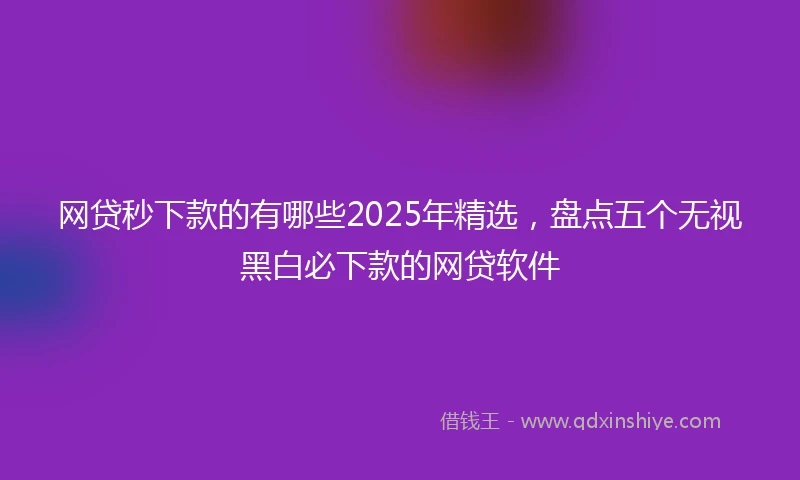 网贷秒下款的有哪些2025年精选，盘点五个无视黑白必下款的网贷软件