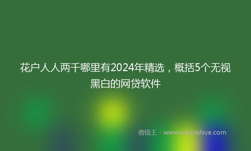 花户人人两千哪里有2024年精选，概括5个无视黑白的网贷软件
