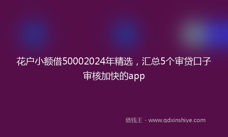 花户小额借50002024年精选，汇总5个审贷口子审核加快的app