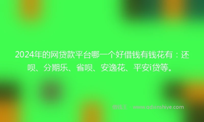 2024年的网贷款平台哪一个好借钱有钱花有：还呗、分期乐、省呗、安逸花、平安i贷等。