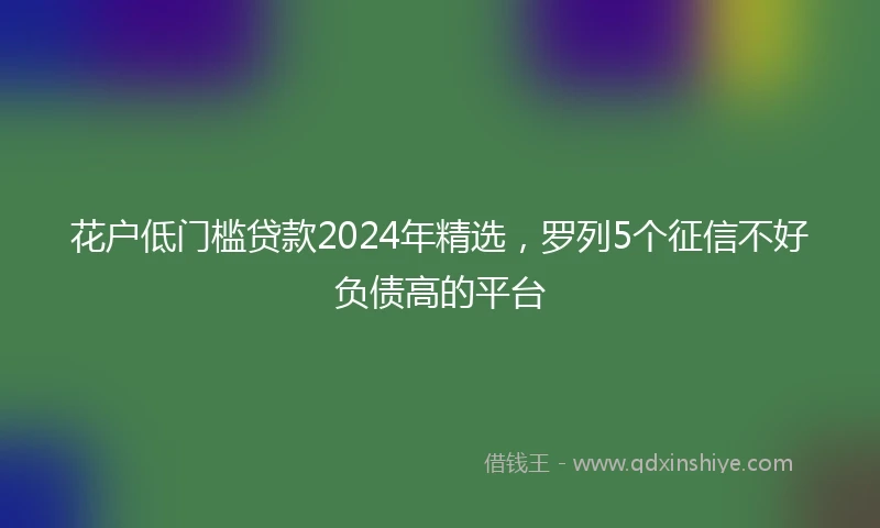花户低门槛贷款2024年精选，罗列5个征信不好负债高的平台